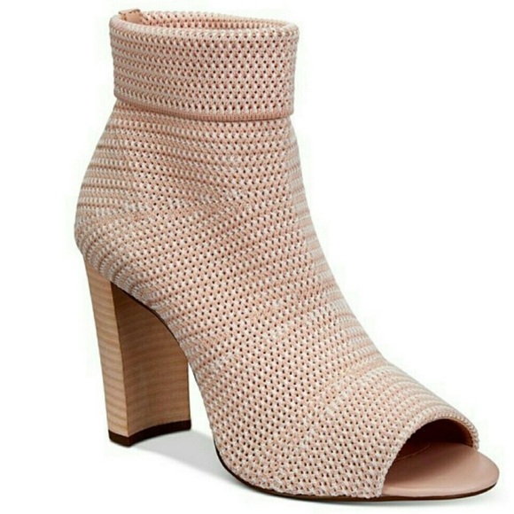 Avecs Les Filles Mariah Sock Booties Pink 10 M Peep Toe Knit - Picture 1 of 15